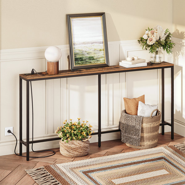 17 Stories Console Table with Power Outlet Narrow Entryway Table ...